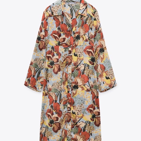 Zara Satin Effect Print Dress - Picture 4 of 7